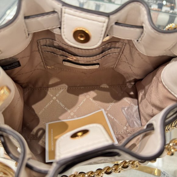 Michael Kors MINA Small Belted Chain Shoulder Crossbody Bag MK Light Cream Multi - Picture 9 of 12